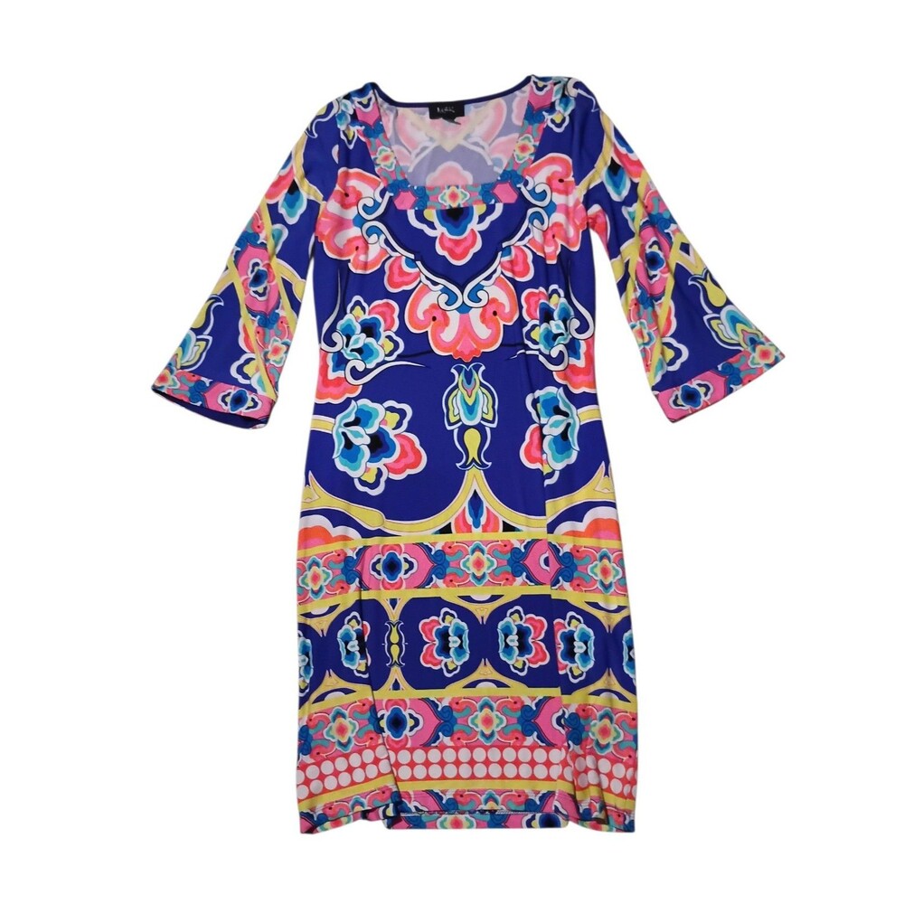 MSK Paisley Print Bell Sleeve Shift Dress. Size M